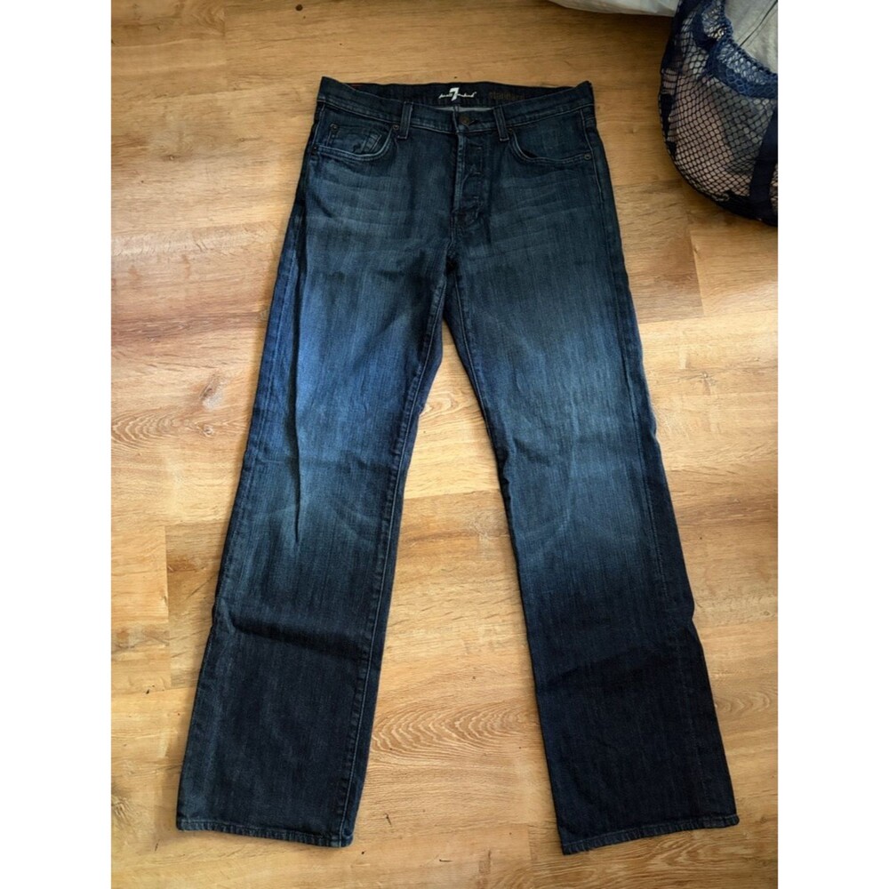Mid Rise Tall Dark Blue Wash Standard Jeans by 7 For All Mankind